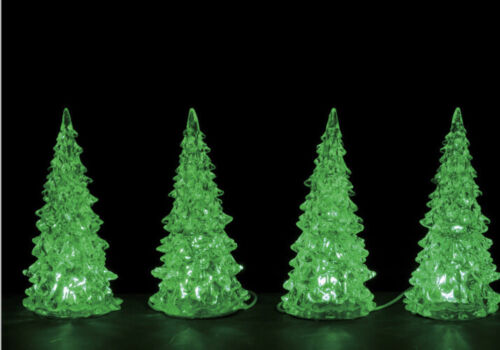 LEMAX Crystal Lighted Tree, 3 Color Changeable, Small, set of 4, Battery Operated (4.5V) #94518